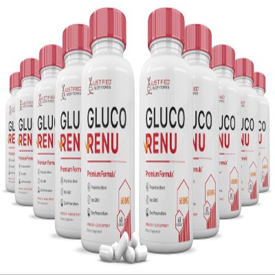 (10 Pack) Gluco Renu 688MG Glyco Support Pills Premium Formula Gluo Renew Glycogen Support Formulated Hawthrone Hibiscus Garlic Junpier Powder Olive Green Tea Extract 600 Capsules
