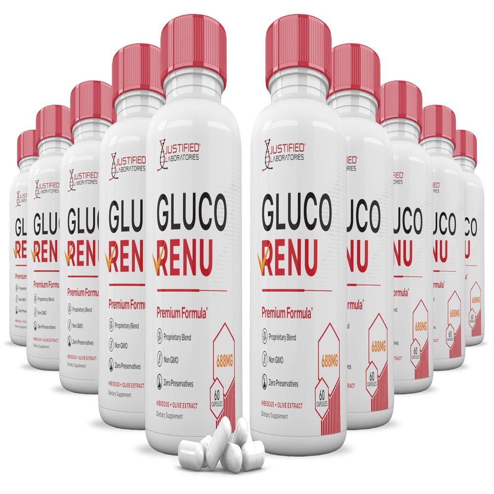 (10 Pack) Gluco Renu 688MG Glyco Support Pills Premium Formula Gluo Renew Glycogen Support Formulated Hawthrone Hibiscus Garlic Junpier Powder Olive Green Tea Extract 600 Capsules