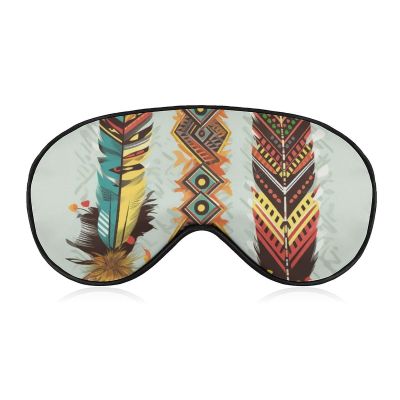 Bohemian Feather Eye Mask, Side Sleeping Mask Light Blindfold Sleeping Mask Nose Pad and Elastic Band for Children Women and Men