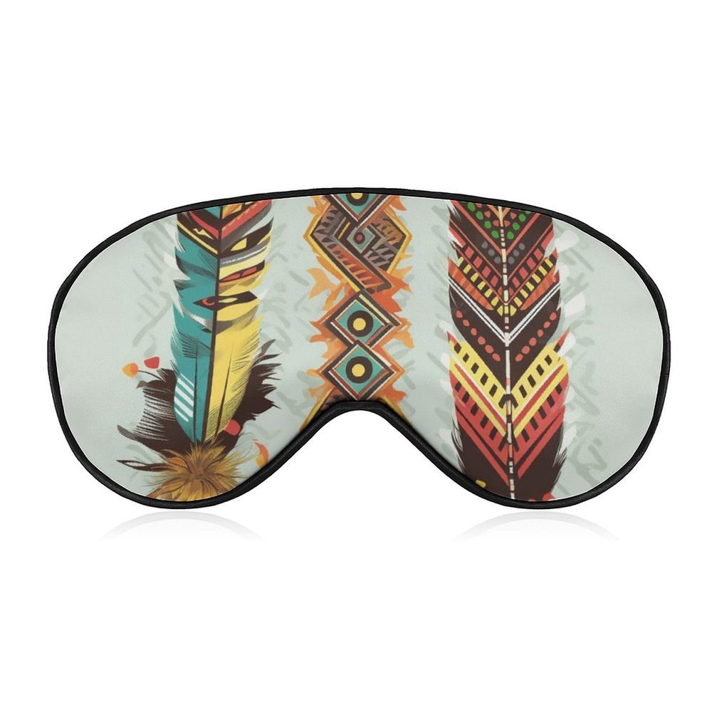 Bohemian Feather Eye Mask, Side Sleeping Mask Light Blindfold Sleeping Mask Nose Pad and Elastic Band for Children Women and Men