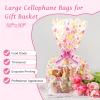 SUREHOME Cellophane Bags for Gift Baskets 24 x 30 Inch Large Clear Gift Bags for Easter Baskets Wrap, Set Of 10 Plastic Cello Bunny Treat Bag with Pull Bow Ribbon for Large Easter Basket view 2