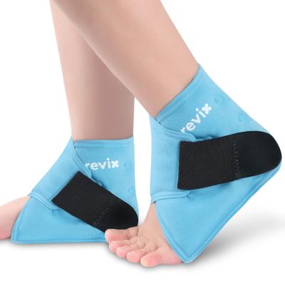 REVIX Ankle Ice Pack Wrap Reusable Gel Cold Compression for Foot Discomfort, Ice Wrap for Feet Swelling and Recovery, Plantar Fasciitis, Achilles Tendonitis, and Sprained Ankles, 2 Packs