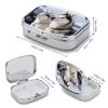 Pill Box with Mirror 2 Compartment Portable Husky Dogs Pill Organizer for Pocket Or Purse Travel Medicine Pill Case Weekly Medicine Pill Container Holder for Daily Meds view 2