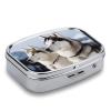 Pill Box with Mirror 2 Compartment Portable Husky Dogs Pill Organizer for Pocket Or Purse Travel Medicine Pill Case Weekly Medicine Pill Container Holder for Daily Meds view 3