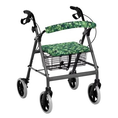 Luarisgur St Patricks Day Walkers for Seniors with Seat Covers Lucky Leaves Rollator Walker Accessories for Seniors Ladies Rollator Walker Seat Cover Cute Rollator Walker Seat and Backrest Covers