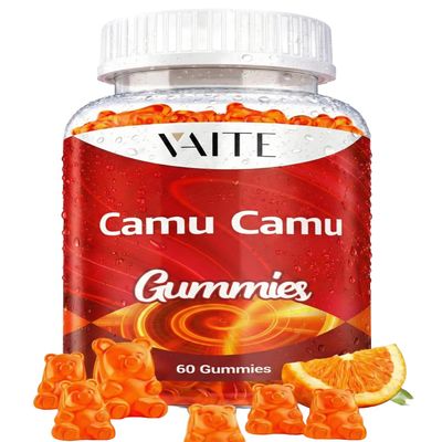 VAITE Camu Camu Vitamin C Gummies for Skin and Hair Antioxidant-Rich, Vegan, Gluten-Free Supplement for Immune Support, Energy Boost, and Collagen 60 Chewables for Active Men and Women