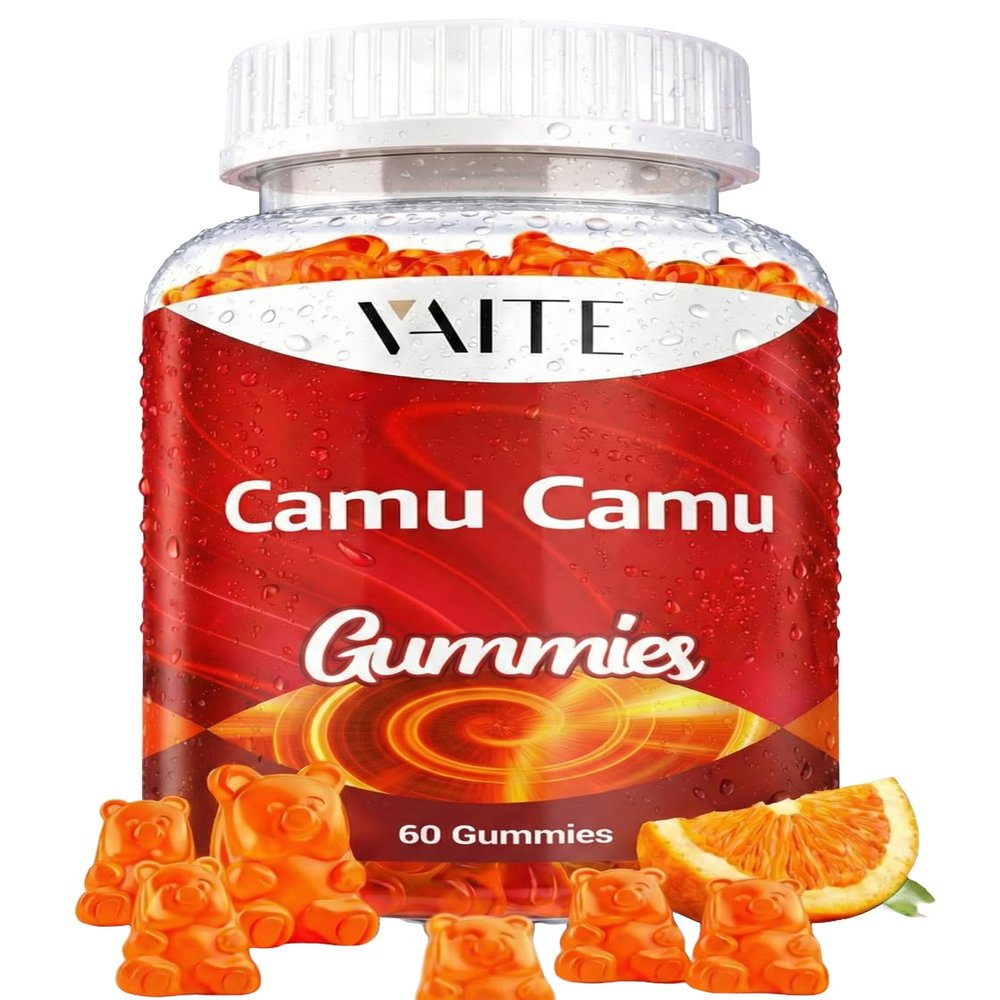 VAITE Camu Camu Vitamin C Gummies for Skin and Hair Antioxidant-Rich, Vegan, Gluten-Free Supplement for Immune Support, Energy Boost, and Collagen 60 Chewables for Active Men and Women
