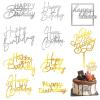 10Pcs Happy Birthday Cake Toppers 10 Styles Gold Silver Mirror Acrylic Cake Topper Side Cake Decorations Cupcake Topper Pick Cake Inserts Happy Birthday Sign for Cake Birthday Party Desserts Pastries view 1