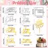 10Pcs Happy Birthday Cake Toppers 10 Styles Gold Silver Mirror Acrylic Cake Topper Side Cake Decorations Cupcake Topper Pick Cake Inserts Happy Birthday Sign for Cake Birthday Party Desserts Pastries view 2