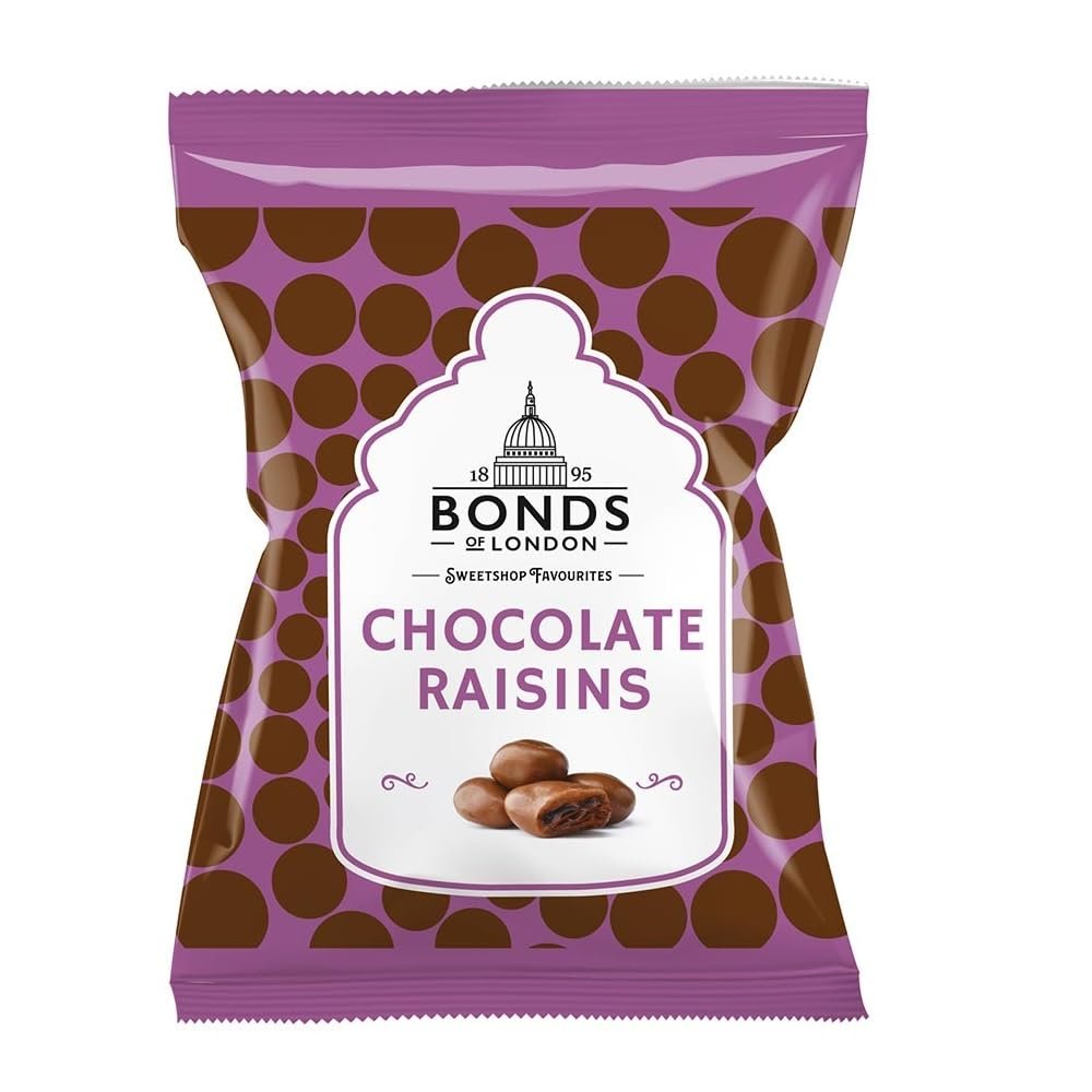 Bonds of London Chocolate Raisins Bags 75g (Pack of 4)