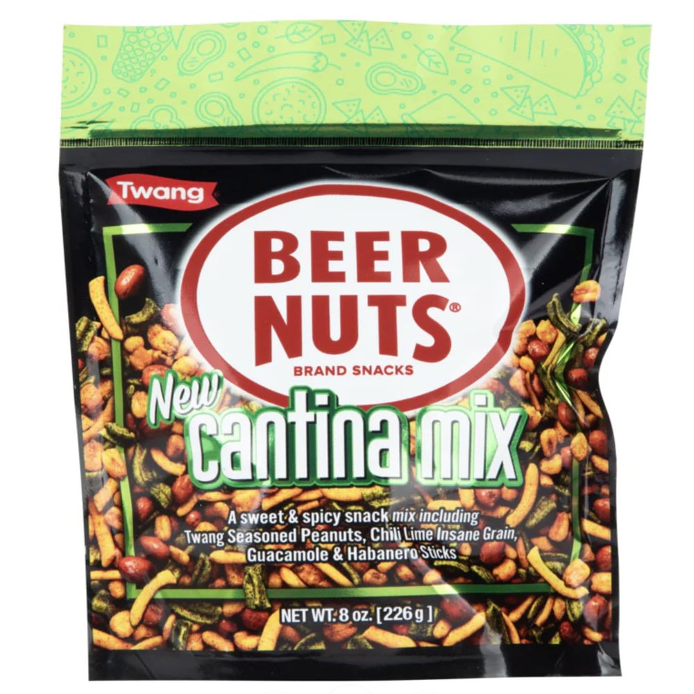 Beer Nuts Cantina Mix, Crunchy Party Pretzels, Cheese Sticks, Sesame Sticks, Roasted Corn Nuts, & Original Roasted Sweet Glazed Salted Peanuts, An American Original Since 1953 (8oz, Cantina Mix)