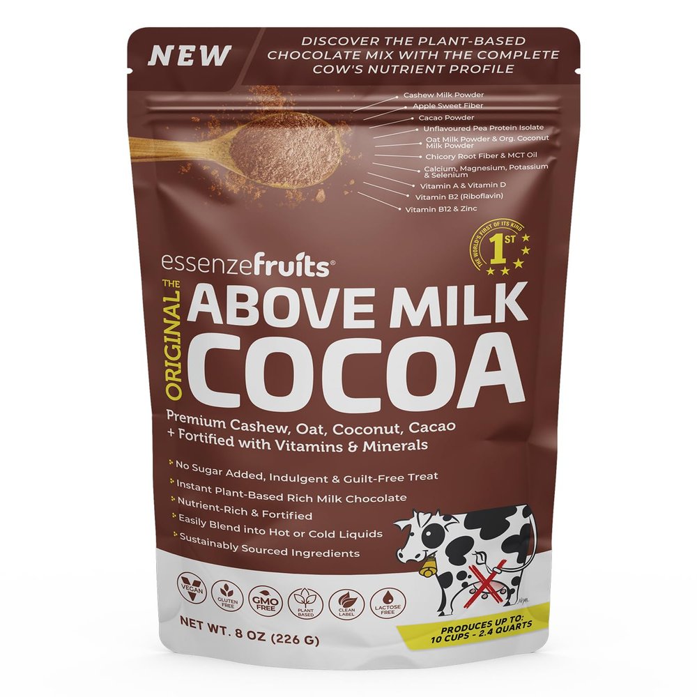 Essenzefruits Cocoa Powder, Non-Dairy Coffee Creamer Mocha, Shelf-Stable Superfood Non-Dairy Powder Creamer, Gluten Free, Non-GMO, Vegan, 8 oz. Bag, Pack of 1