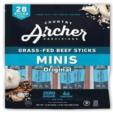 Grass-Fed Beef Sticks Minis, Original, 0.5oz (28Pack) (14oz) (Pack of 1)