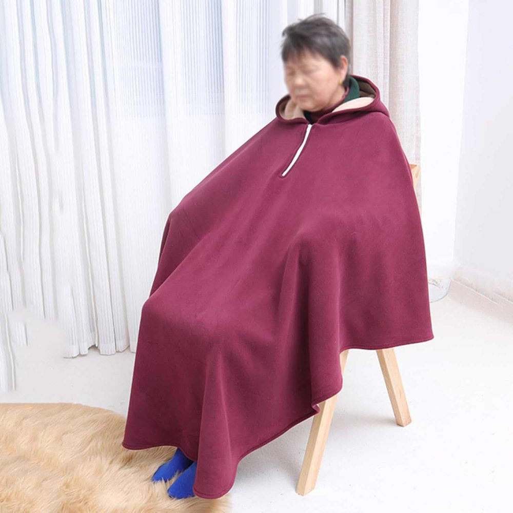 HHTTXXYY Wheelchair Blanket Cape, Winter Full Body Wheelchair Warmer Cover Blanket, Windproof Wheelchair Shawl Coat with Hood, Travel Thermal Blanket for Cold, Fleece Lined Ponch.