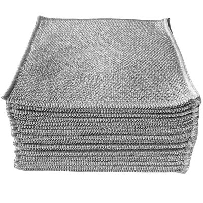100 Pcs Wire Dishcloth Rags, Scratch Steel Scrubber Cloths, 3-Layer Soft Dishwashing Cloth for Wet Or Dry Use, Friendly to Non-Stick Cookware, Kitchen, Sink, Stove Top - Quick Rinsing
