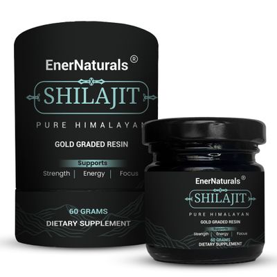 EnerNaturals Pure Himalayan Shilajit Resin 60g Gold Grade Shilajit for Men & Women 500mg | Fulvic Acid & 85+ Trace Minerals | Natural Energy & Stamina Support | Lab Tested, Vegan, Non-GMO
