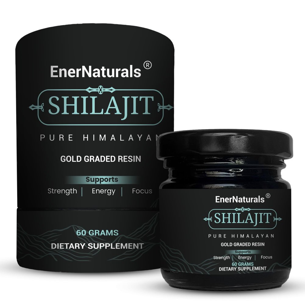 EnerNaturals Pure Himalayan Shilajit Resin 60g Gold Grade Shilajit for Men & Women 500mg | Fulvic Acid & 85+ Trace Minerals | Natural Energy & Stamina Support | Lab Tested, Vegan, Non-GMO