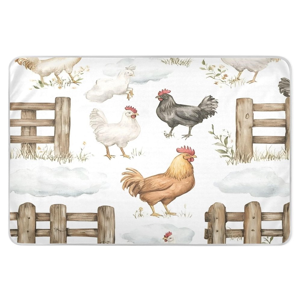Kigai Watercolor Roosters Pee Pads for Kids 34x52 inch Absorbent Reusable Underpad Leakproof Quick Drying Potty Training Pad Diaper Changing Pad for Crib and Toddler Mattress