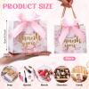 Kolldenn 40 Pcs Small Thank You Floral Gift Bags 5.5''x 2.4''x 4.7'' Pink White Paper Party Favor Bag with Handle Chinoiserie Floral Bag Bulk with Ribbon for Wedding Birthday Bridal Baby Shower view 2