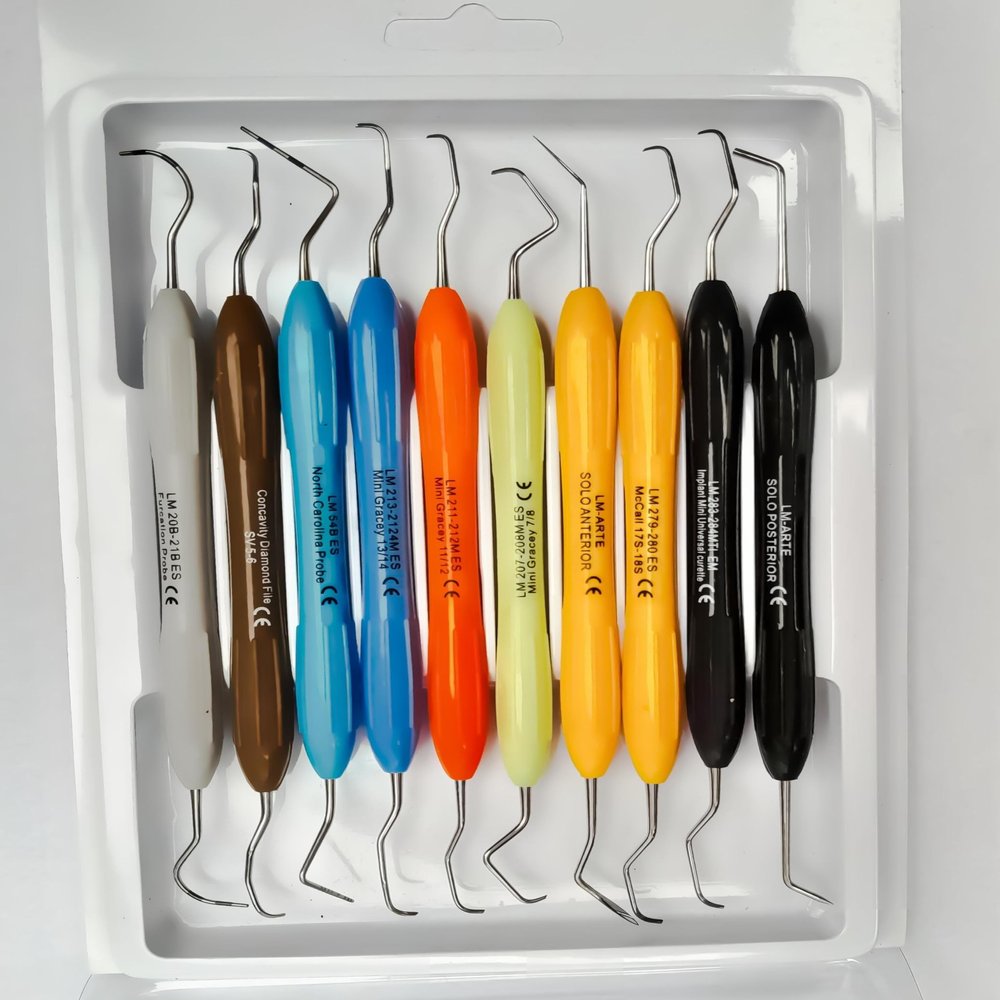 10-Piece Double-Ended Dental Scaling Tools with Comfortable Silicon Grip