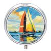 Colorful Sail Boat Round Pill Box Travel Portable Pill Case 23 Compartment Medicine Metal Tablet Vitamin Holder Organizer for Purse Pocket view 1