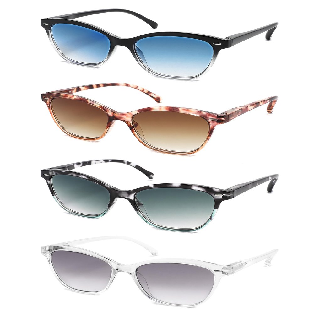 MODFANS Women Reading Glasses 4 Pack Sunglasses Readers Women Outdoor Blue Light Blocking Reading Glasses Anti Glare UV Filter Spring Hinge(Magnifying 1.75-Not Bifocals)