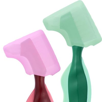 Anbbas 2pcs Silicone Denture Brush Cover Fit Most Denture Toothbrushes(Green and Pink)