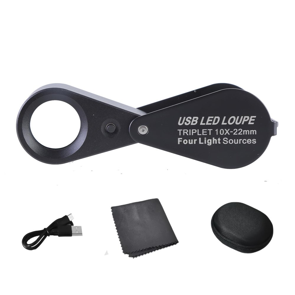 10X 20X 30X 21mm Lens Magnification Loupes with Light for Jewelry Gemstones Coin Stamps and Hobbies