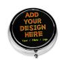 Custom Pill Box Personalized Round Small Pill Case with Mirror Add Your Photo Text Logo Name Decorative 3 Compartment Portable Metal Medicine Container Vitamin Organizer for Pocket Purse Travel view 1