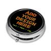 Custom Pill Box Personalized Round Small Pill Case with Mirror Add Your Photo Text Logo Name Decorative 3 Compartment Portable Metal Medicine Container Vitamin Organizer for Pocket Purse Travel view 2
