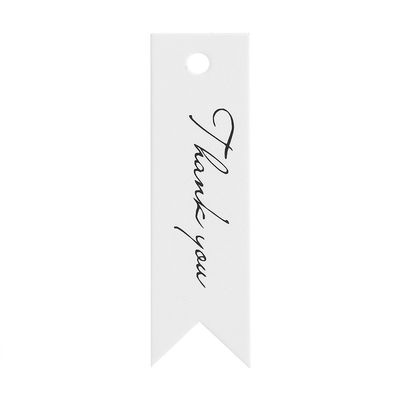100pcs Kraft Paper Hang Tag with Thread, Thank You Fish Tail Shape White Brown Wishing Card Message Card Label for Tying or Hanging (White)