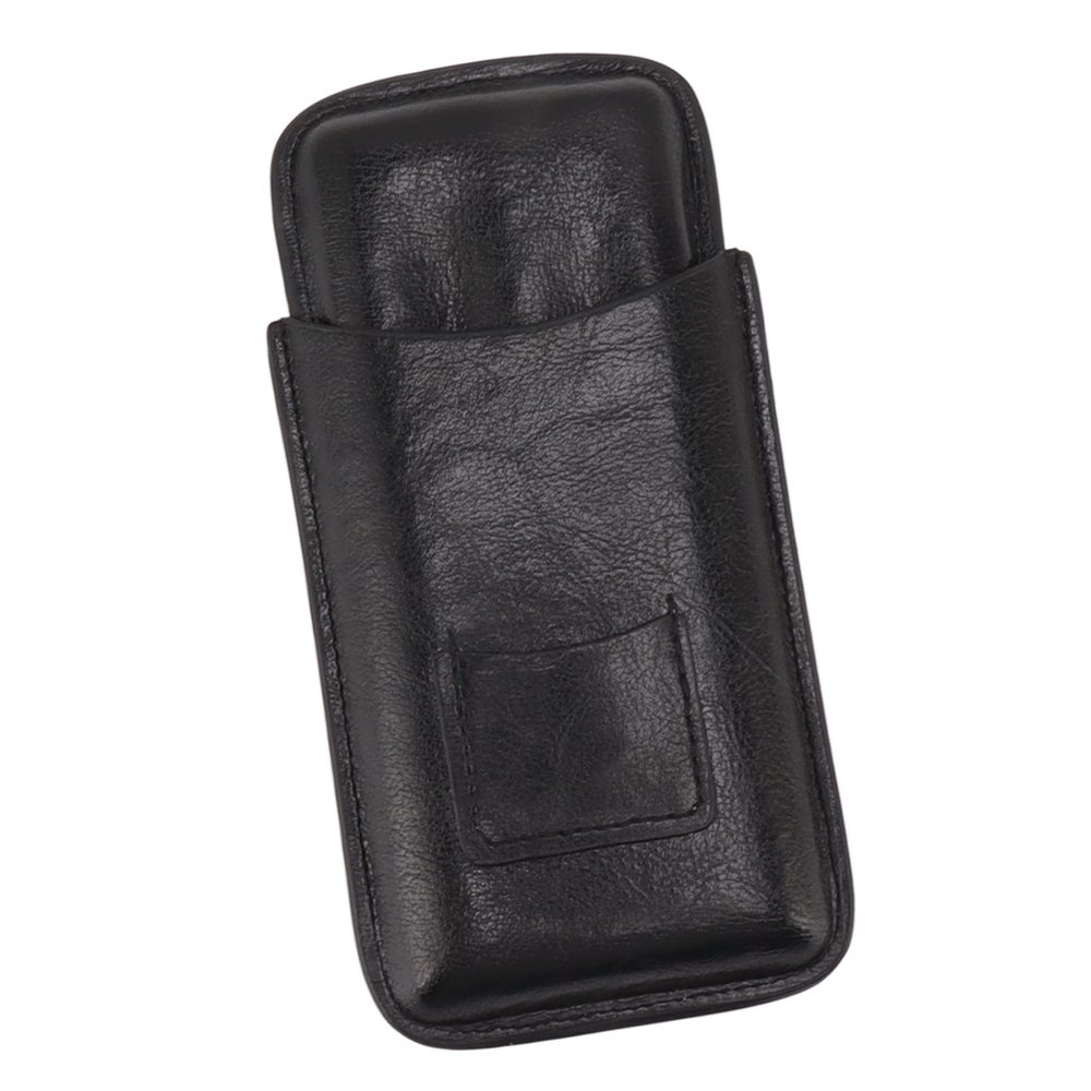 3 Fingers Cigar Case, Portable Travel Pack Premium Leather Humidor with Front Humidors Bag Cutter Pocket Box for Lovers Black (Black)