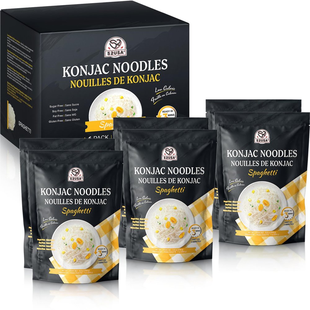 52USA Konjac Shirataki Noodle, Spaghetti, Low Carb Pasta 52.8 Oz (1500 g), Keto and Paleo Friendly, Sugar Free, Vegan, Gluten Free, Ready to Eat, Low Calorie Noodles 6 Pack Inside