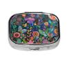 2-Compartment Mini Pill Case, Mysterious Flowers Retro Pocket-Sized Medicine Organizer for Travel view 1