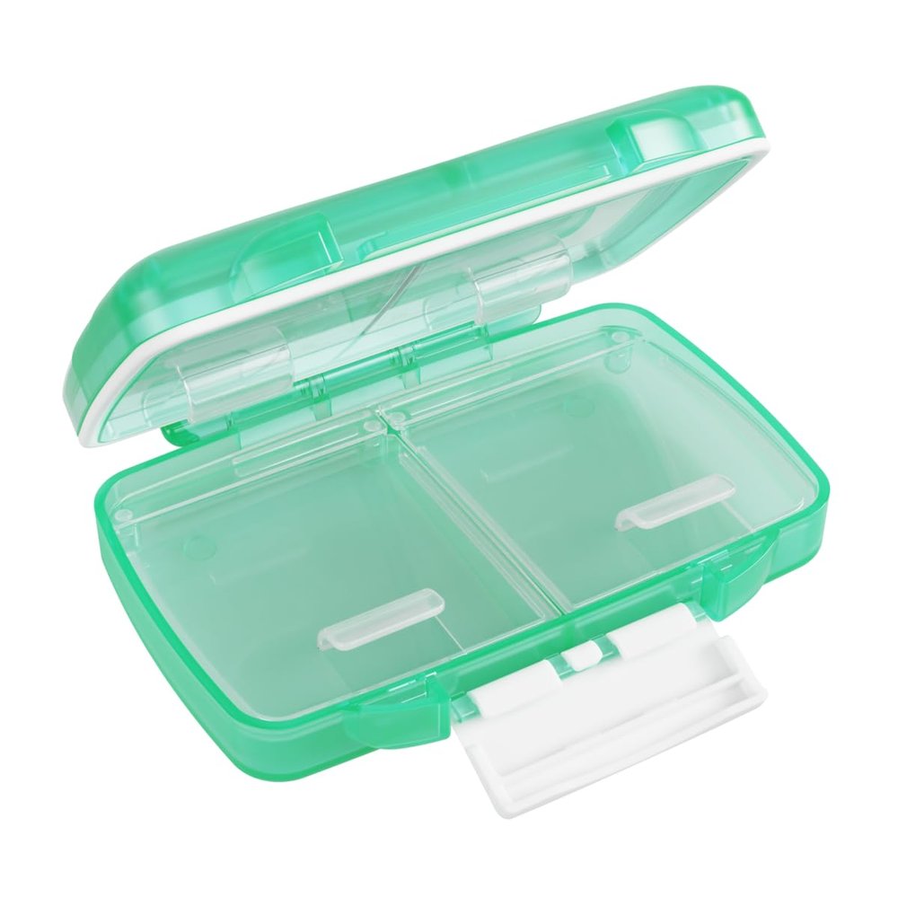 Ezy Dose Moisture-Proof Travel Pill Case, 4 Compartments, Green, Small