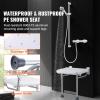 Happybuy Folding PE Shower Seat, 15.7'' x 14.8'' Unfolded, Wall Mounted Fold Up Shower Bench with 500 lbs Load Capacity, Space Saving Fold Down Shower Chair for Seniors Pregnant Women Children Adults view 2