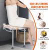 Happybuy Folding PE Shower Seat, 15.7'' x 14.8'' Unfolded, Wall Mounted Fold Up Shower Bench with 500 lbs Load Capacity, Space Saving Fold Down Shower Chair for Seniors Pregnant Women Children Adults view 3