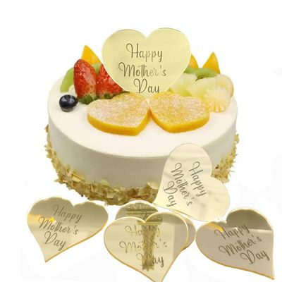 10pcs Happy Mother's Day Cake Topper Gold Acrylic Cupcake Decorating for Mother's Day Party Cake Decoration