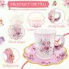 24 Sets Disposable Paper Tea Cups 7 OZ Floral Tea Party Cups with Handle and Plates Teacups and Saucer Sets for Garden Party Baby Bridal Shower Birthday(Watercolor Style) view 3