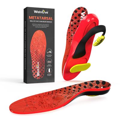 Welnove Metatarsal Insoles for Men and Women - Medium Arch Support - Metatarsal Pain Relief, Plantar Fasciitis, Flat Feet - Insoles for Standing All Day - Shock Absorption, Cushioning - M