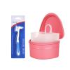 LOUYENOUS Denture Bath Box Cup and Toothbrush with Strainer Basket, False Teeth Storage Box Holder, Retainer Cleaning Box /300(Pink) view 1