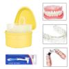 LOUYENOUS Denture Bath Box Cup and Toothbrush with Strainer Basket, False Teeth Storage Box Holder, Retainer Cleaning Box /300(Pink) view 2