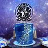Pisces Cake Topper, Happy Birthday Pisces/Pisces Season, Big Pisces Energy, 12 Zodiac Constellation Theme Birthday Party Decoration Supplies, Black Glitter view 3