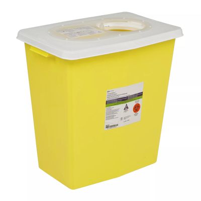SharpSafety Chemotherapy Container, Slide Lid, Yellow, 18 Gallon, Case of 5