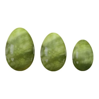 ASNAT Undrilled Rose Quartz Yoni Egg Set Jade Eggs Obsidian Kegel Exercise Muscles Tightening Ball Yoni Eggs Exerciser-Green Stone