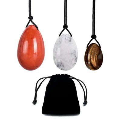 ASNAT 3/4pcs Yoni Egg Set Natural Jade Drilled Eggs Rose Quartz Massage Ball -Mixed Egg 09