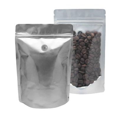 AwePackage Silver Stand Up Zipper Pouch Coffee Bag with Valve and Clear Front for Display (10, 8 oz)