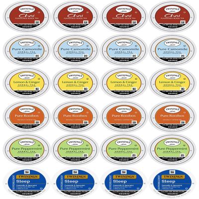 Twinings Tea K-Cup Assortment, Herbal & Black (Pack of 24) Perfect Gourmet Gift Set