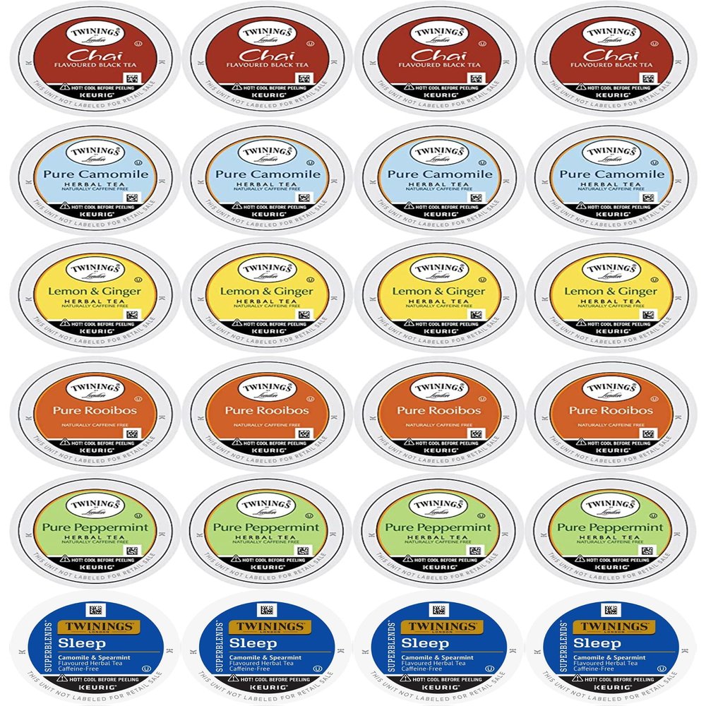 Twinings Tea K-Cup Assortment, Herbal & Black (Pack of 24) Perfect Gourmet Gift Set