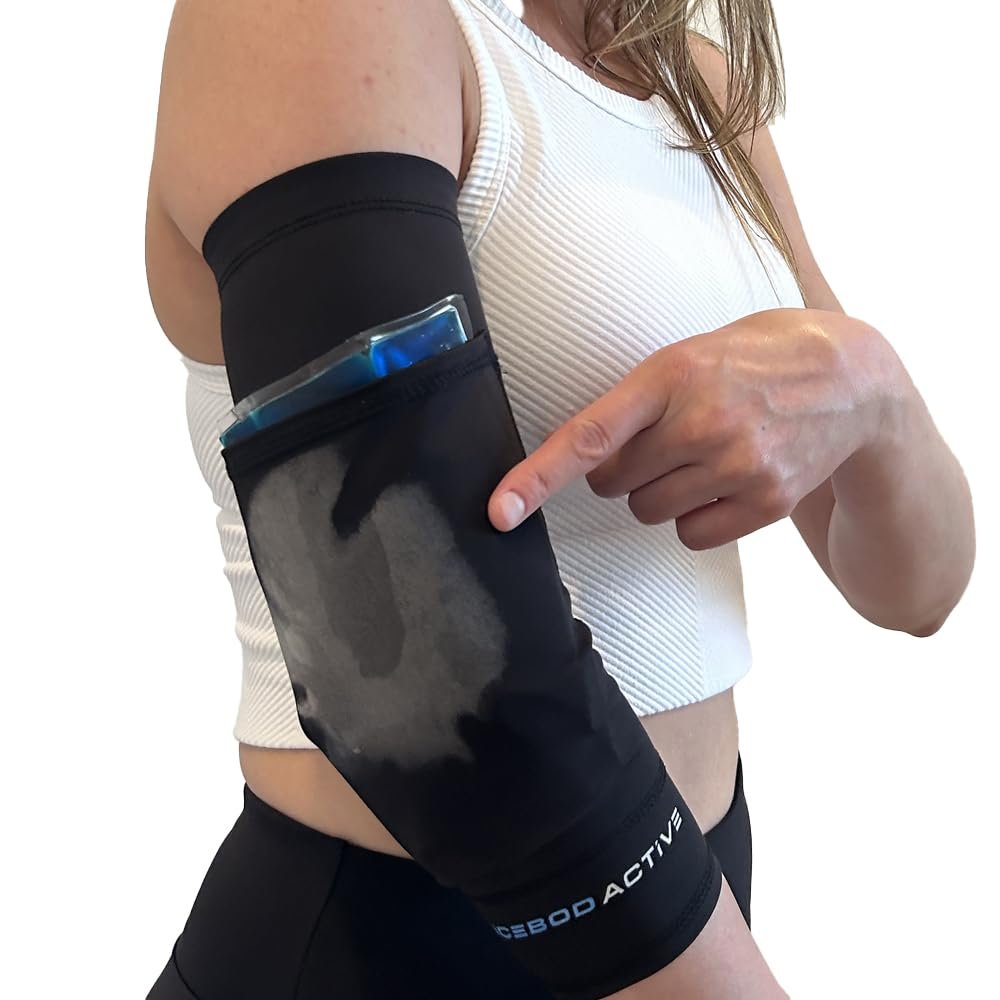 ICEBOD ACTIVE Compression Sleeve for Injuries or Support - Reusable Gel Cold Pack for Elbow Pain Relief, Recovery from Swelling & Strains (Medium - Large)